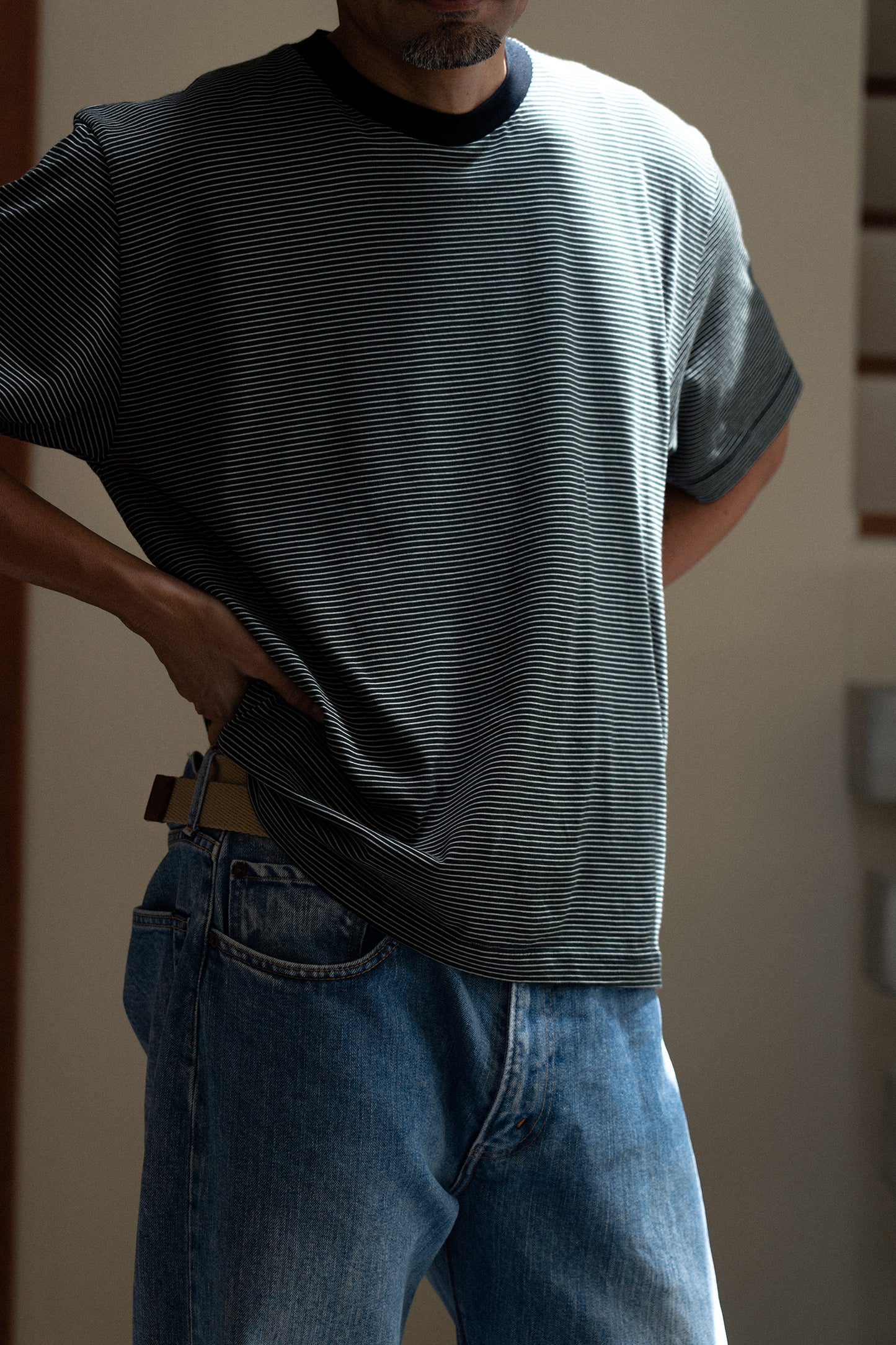 CABINE°別注 ″DEANSTON″ BORDER RINGER-TEE / BLACK