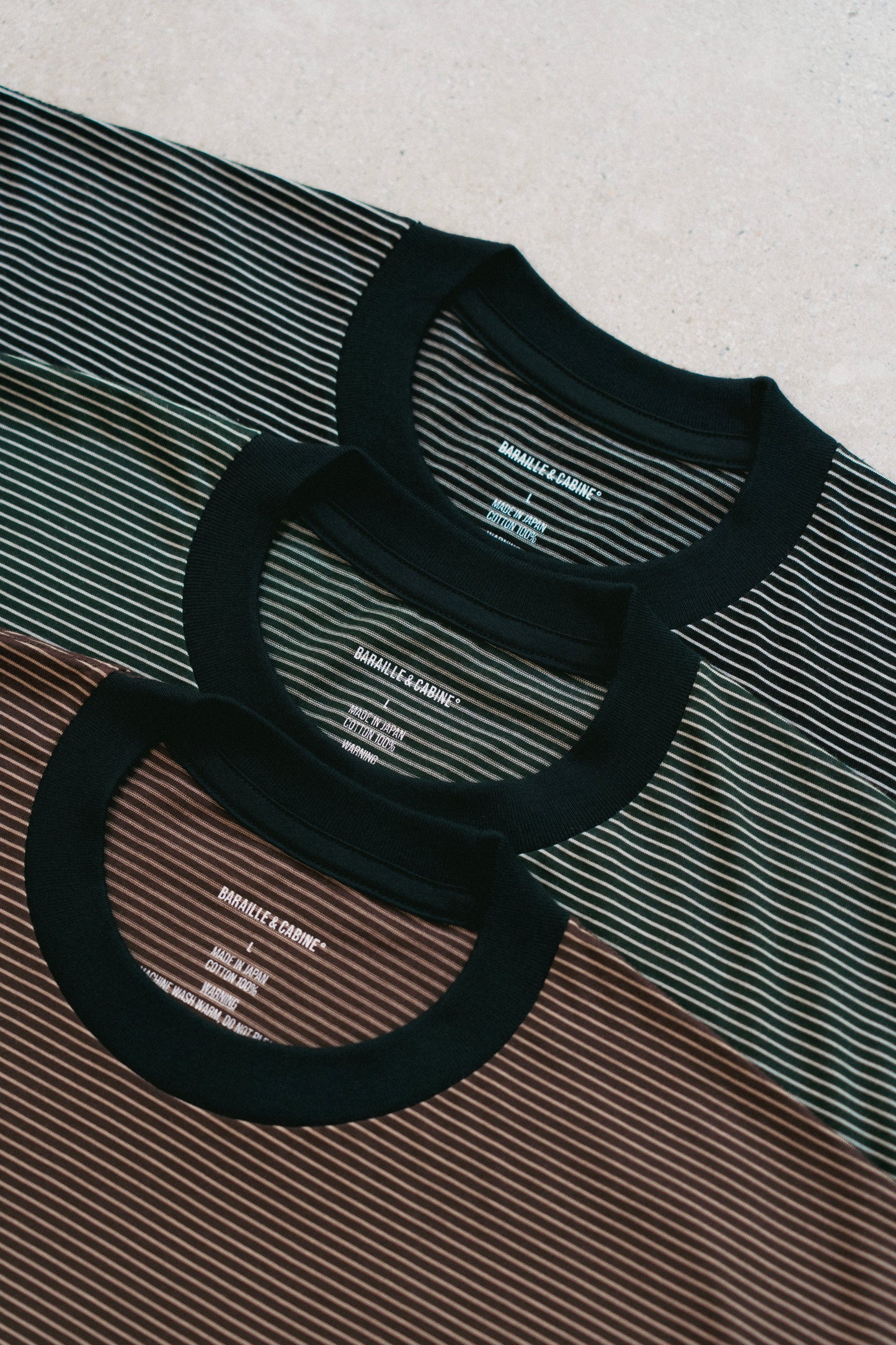 CABINE°別注  ″DEANSTON″ BORDER RINGER-TEE / D.GREEN
